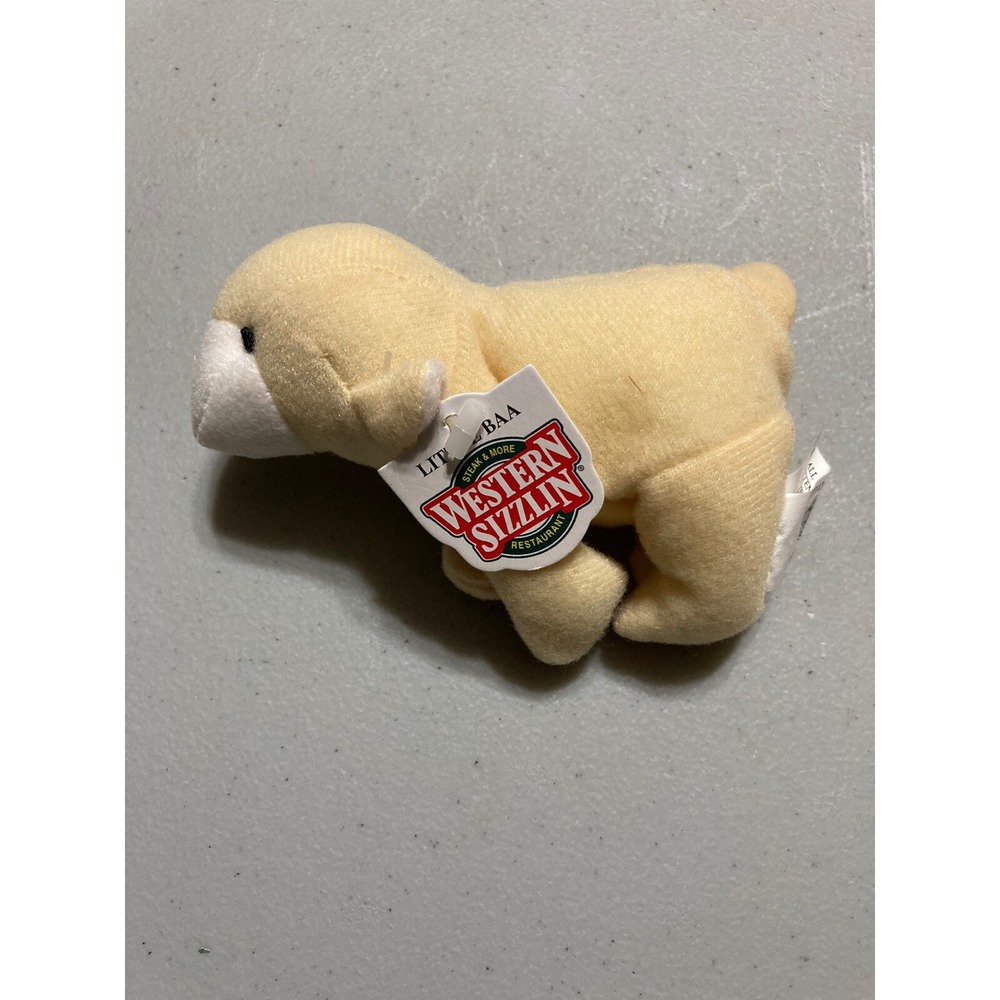 Vintage Western Sizzlin advertising restaurant stuffed plush Sheep with‎ tags